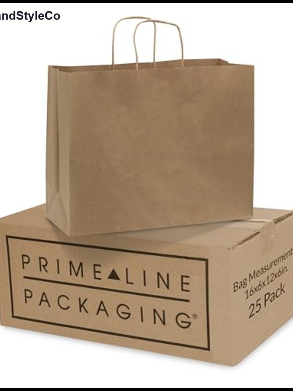 Kraft Paper Gift Bags with Handles 16x6x12 25 Pack Retail